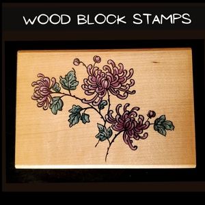 Wood Block Rubber Stamps - "Mum Spray"